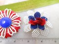 Vintage LOT 2 MOD Patriotic Brooch Enamel Flower Pin Red White Blue USA Daisy Jewelry Gift Mid Century, VivianJoel.com
