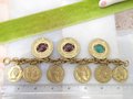 Vintage GERMANY Charm Bracelet Glass Intaglio Cameo Fob Chunky Coin Roman Italy Mid Century Jewelry, VivianJoel.com