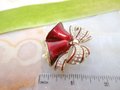 Vintage Christmas Holiday Brooch Enamel Bell Ice Rhinestone Danngle Pearl Bead Jewelry Gift Mid Century,  VivianJoel.com