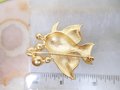 Vintage Koi Angel Fish Brooch Faux Pearl Gold Plate Pisces Beach Undersea Jewelry Mid Century Gift, VivianJoel.com