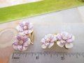 Vintage CORO Flower Earrings Clip On Lilac Purple Plastic AB Rhinestone Designer Jewelry Mid Century, VivianJoel.com