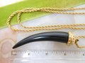 Vintage KJL Black Horn KENNETH Jay LANE Lucite Pendant Necklace Chain Designer Runway Jewelry Gift, VivianJoel.com