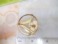 Vintage Dogwood Gold Fill Brooch Designer TK KT Carved Flower Wreath Circle Pin 12K GF Mid Century Petite Jewelry Gift, VivianJoel.com