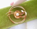 Vintage CC Pearl Brooch Gold Fill Designer Pin GF Petite Wreath CURTIS Creations Mid Century Wedding Jewelry Gift, VivianJoel.com