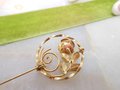 Vintage Gold Fill Rose Brooch GF Petite Pin Flower Wreath Designer Two Tone Minimalist Mid Century Gift, VivianJoel.com