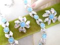 Vintage JUDY LEE Necklace Earrings Set Blue Moonglow Rhinestone Demi Parure Designer Mid Century Jewelry Gift, VivianJoel.com