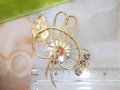 Vintage HARRY ISKIN Gold Fill Brooch Flower Pin Lilac Crystal Rhinestone GF Designer Mid Century Jewelry Gift, VivianJoel.com