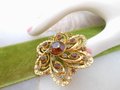 Vintage ART Designer Signed Brooch Ornate Flower Pin Rhinestone Faux Pearl ARTHUR PEPPER Mid Century Jewelry Gift, VivianJoel.com