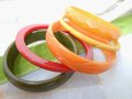 Vintage BAKELITE LOT 5  Bangle Bracelet Stack Tested Green Red Butterscotch Yellow Old Plastic Mid Century Jewelry Gift, VivianJoel