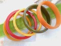 Vintage BAKELITE LOT 5  Bangle Bracelet Stack Tested Green Red Butterscotch Yellow Old Plastic Mid Century Jewelry Gift, VivianJoel