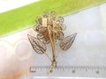 Vintage Filigree Flower Brooch CU Designer Pin Gold Vermiel Renaissance Victorian Revival Mid Century Jewelry, VivianJoel.com