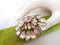 Vintage Starburst Brooch Lilac Citrine Rhinestone Domed Crystal Pin Regency Renaissance Revival Mid Century Gift Jewelry, VivianJoel.com