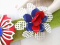 Vintage LOT 2 MOD Patriotic Brooch Enamel Flower Pin Red White Blue USA Daisy Jewelry Gift Mid Century, VivianJoel.com