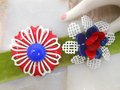 Vintage LOT 2 MOD Patriotic Brooch Enamel Flower Pin Red White Blue USA Daisy Jewelry Gift Mid Century, VivianJoel.com