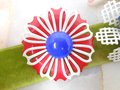 Vintage LOT 2 MOD Patriotic Brooch Enamel Flower Pin Red White Blue USA Daisy Jewelry Gift Mid Century, VivianJoel.com