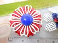 Vintage LOT 2 MOD Patriotic Brooch Enamel Flower Pin Red White Blue USA Daisy Jewelry Gift Mid Century, VivianJoel.com