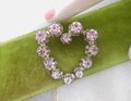 Vintage AUSTRIA Sparkling Crystal Brooch Open Back Rhinestone Heart Pin Valentine Mid Century Jewelry Gift, VivianJoel.com