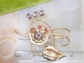 Vintage HARRY ISKIN Gold Fill Brooch Flower Pin Lilac Crystal Rhinestone GF Designer Mid Century Jewelry Gift, VivianJoel.com