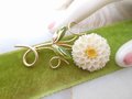 Vintage D'OR Designer Brooch Gold Fill Flower Dahlia Pin Carved Bone Bovine Mid Century Jewelry Gift, VivianJoel.com