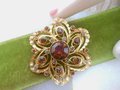 Vintage ART Designer Signed Brooch Ornate Flower Pin Rhinestone Faux Pearl ARTHUR PEPPER Mid Century Jewelry Gift, VivianJoel.com