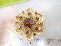 Vintage ART Designer Signed Brooch Ornate Flower Pin Rhinestone Faux Pearl ARTHUR PEPPER Mid Century Jewelry Gift, VivianJoel.com