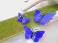 Vintage VOLMER BAHNER Denmark STERLING Silver Butterfly Pin Set Brooch Trio Enamel Blue Guilloche Designer Mid Century, VivianJoel.com