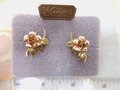 Vintage KREMENTZ Rose Flower Earrings Gold Overlay Two Tone Minimalist Wedding Flower Original Box Mid Century Jewelry Gift, VivianJoel.com