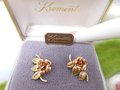Vintage KREMENTZ Rose Flower Earrings Gold Overlay Two Tone Minimalist Wedding Flower Original Box Mid Century Jewelry Gift, VivianJoel.com