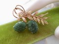 Vintage VAN DELL Carved Jade Pin Gemstone Brooch GF Gold Fill Flower Branch Mid Century Designer Jewelry Gift, VivianJoel.com