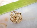 Vintage STAR-ART Gold Fill Brooch Circle Pearl GF Pin Petite Love Knot Infinity Wedding Mid Century Designer Jewelry Gift, VivianJoel.com