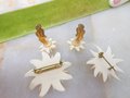 Vintage Edelweiss Scatter Pin Set Artisan Carved Flower Brooch Bovine Bone Handcraft Love Gift Jewelry Mid Century Gift, VivianJoel.com