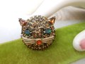 Vintage WEISS Rhinestone Cat Brooch Crystal Kitty Face Pin Designer Mid Century Figural Jewelry Gift *Unsigned*, VivianJoel.com