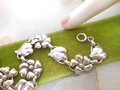 Vintage STERLING SILVER Bracelet Art Nouveau Link Flower Pansy Open Work Jewelry Mid Century Gift, VivianJoel.com