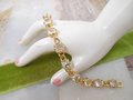 Vintage SWAROVSKI Crystal Bracelet Designer SWAN LOGO Gold Plate Faceted Clear Tennis Chain Link Jewelry Gift, VivianJoel.com