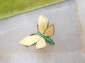 Vintage Norway STERLING SILVER Butterfly Pin Einar Modahl Brooch Enamel Yellow 925 Designer Mid Century Petite Jewelry Gift, VivianJoel.com
