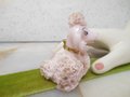 Vintage Pink Poodle Dog Japan Spaghetti Ceramic Porcelain Figurine Clutter Core Kitsch Decor Mid Century Gift *As Is*, VivianJoel.com