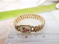Vintage Antique Sweetheart Bracelet Pink Enamel Guilloche Expansion Cuff Gold Fill GF Victorian Jewelry, VivianJoel.com