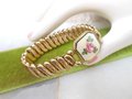 Vintage Antique Sweetheart Bracelet Pink Enamel Guilloche Expansion Cuff Gold Fill GF Victorian Jewelry, VivianJoel.com