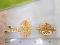 Vintage LOT 2 Victorian Revival Brooch Ornate Rhinestone Pearl Topaz Pin Gold Plate Mid Century Jewelry Gift, VivianJoel.com