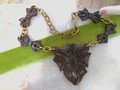 Vintage Carved Wood Necklace Huge Flower Pendant Bow Link Hand Made Artisan Folk Art Jewelry Gift Mid Century, VivianJoel.com