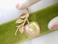 Vintage SARAH COVENTRY Brooch Apple Fruit Pin Luminous Lucite Delicious Mid Century Collectible Gift, VivianJoel.com