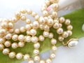 Vintage CAROLEE Long Necklace Golden Faux Pearl Glass Bead 37" Knotted Spacers Designer Elegant Classic Jewelry Gift, VivianJoel.com
