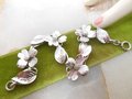 Vintage STERLING SILVER Bracelet Link Dogwood Flower Art Deco Jewelry Mid Century Gift, VivianJoel.com