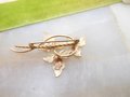 Vintage VAN DELL Crystal Brooch GF Flower Pin Gold Fill Delicate Elegant Mid Century Designer Jewelry Gift, VivianJoel.com