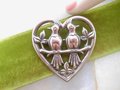 Vintage Norseland STERLING SILVER Brooch CORO Designer Pin Heart Figural Lovebird Mid Century Jewelry Gift, VivianJoel.com