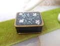 Vintage VOLUPTE Brass Enamel Small Snuff Ring Pill Box Casket Petite Tiny Flower Handpaint Jewelry Gift Mid Century, VivianJoel.com