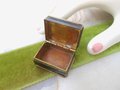 Vintage VOLUPTE Brass Enamel Small Snuff Ring Pill Box Casket Petite Tiny Flower Handpaint Jewelry Gift Mid Century, VivianJoel.com