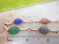 Vintage Egyptian Revival Carved Gemstone Scarab Bracelet Beetle GOLD Fill 12K GF Jewelry Gift Designer Mid Century, VivianJoel.com