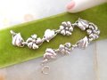 Vintage STERLING SILVER Bracelet Art Nouveau Link Flower Pansy Open Work Jewelry Mid Century Gift, VivianJoel.com