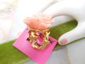 Vintage BETSEY JOHNSON Lucite Ring Plastic Rose Flower Rhinestone  Huge Chunky Resin MOD Funky Size 8 Designer Gift, VivianJoel.com